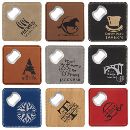 Leather Bottle Opener Coasters - Multiple Colors - Customizable