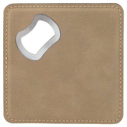 Leather Bottle Opener Coasters - Multiple Colors - Customizable