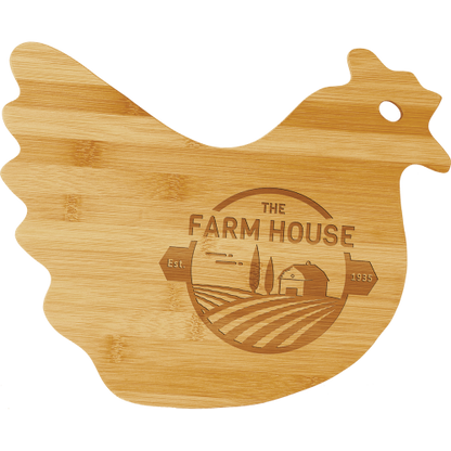 ***CHICKEN!!!!***** Bamboo Charcuterie / Hen Shaped Cutting Board 13 1/2" x 10 7/8"