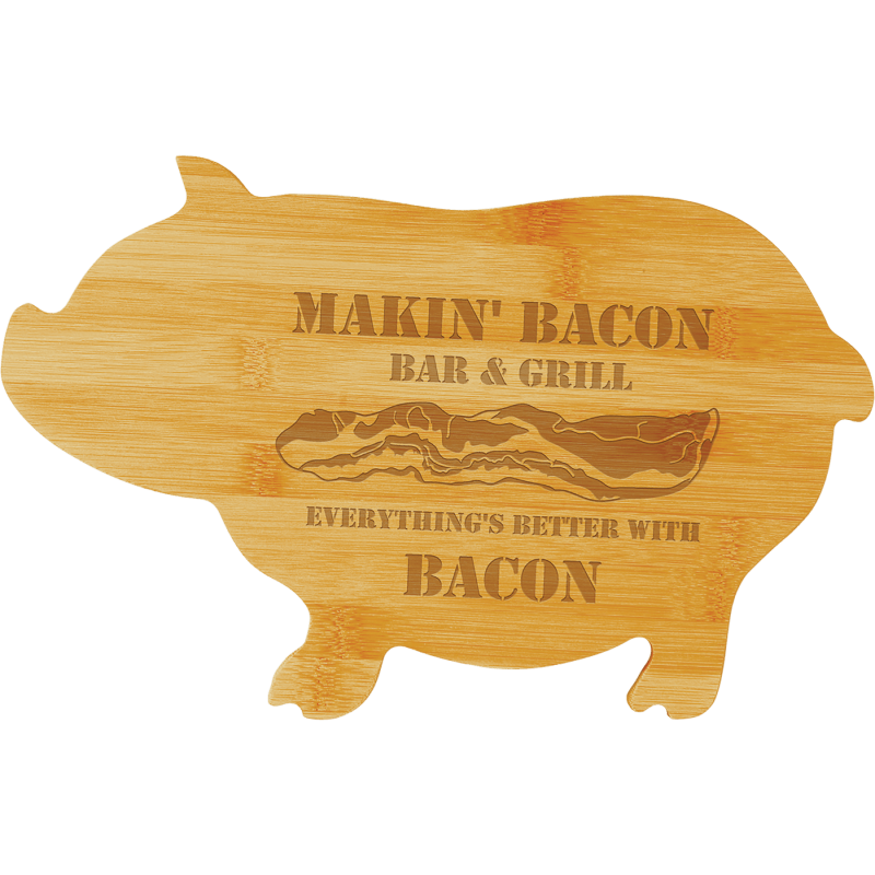 ***PIG!!!!***** Bamboo Charcuterie / Pig Shaped Cutting Board 13 3/4" x 8 3/4"