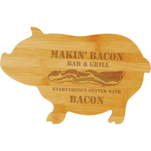 ***PIG!!!!***** Bamboo Charcuterie / Pig Shaped Cutting Board 13 3/4" x 8 3/4"