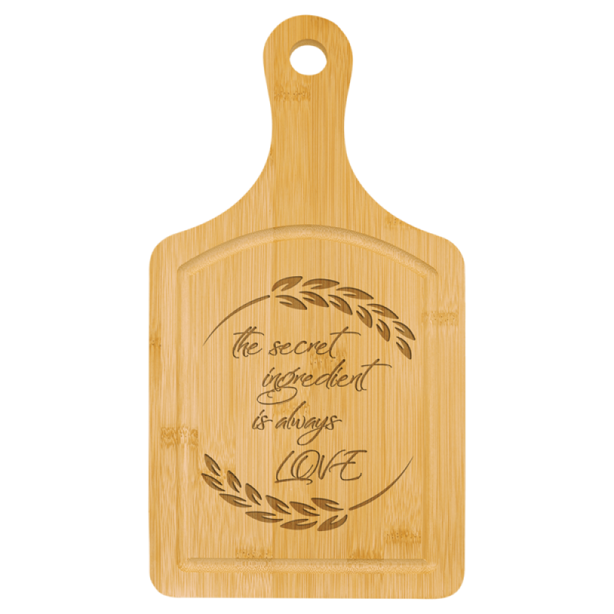 Bamboo Paddle Shaped Charcuterie / Cutting Board 13 1/2" x 7"