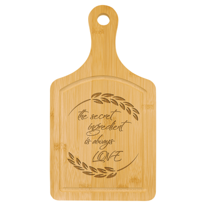 Bamboo Paddle Shaped Charcuterie / Cutting Board 13 1/2" x 7"