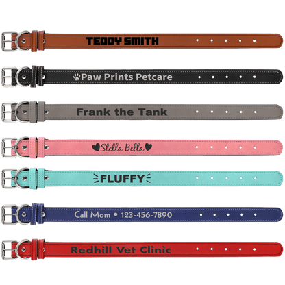 Personalized Leather Dog Collars Sized SM M L XL