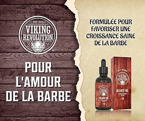 Viking Revolution Sandalwood Beard Oil for Men - Natural Mens Beard Oil with Argan Oil and Jojoba Oil - Beard Softener, Strengthens and Moisturizes -(Sandalwood, 1 Pack)